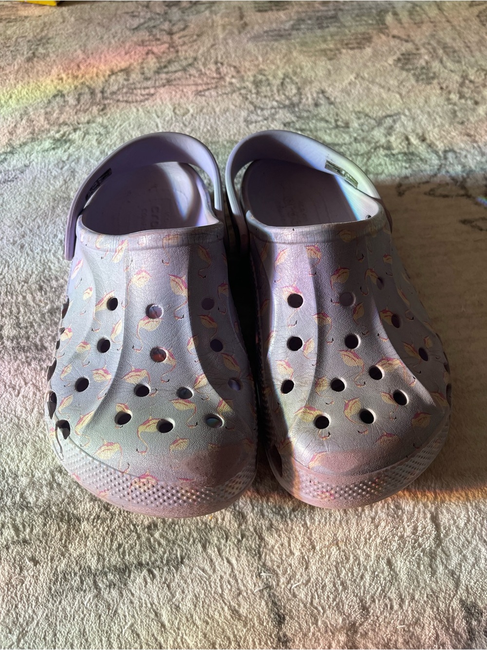 Kids Purple flamingo crocs J 3